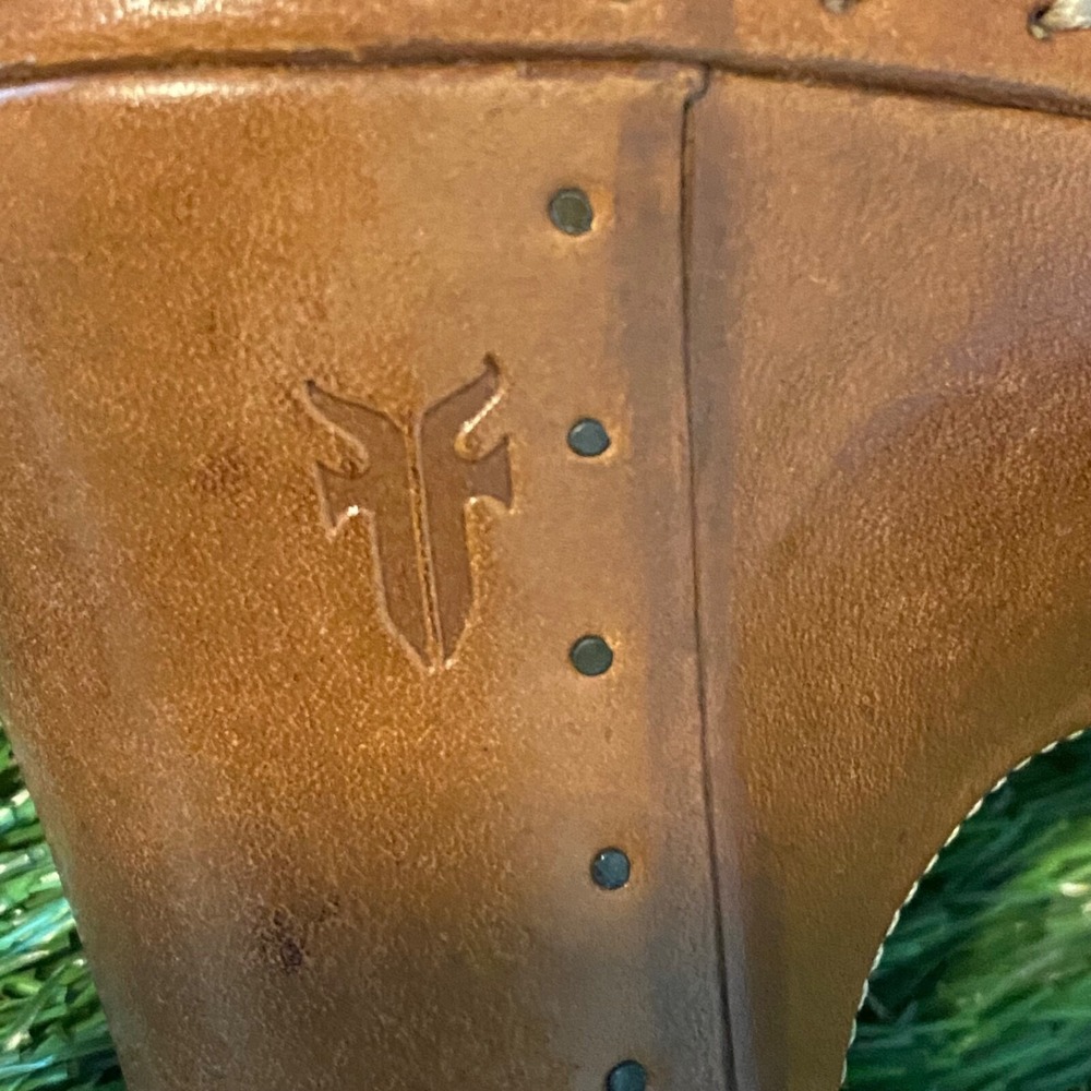 Frye Mules Women's 9.5M Brown Leather Studded Stitched Buckle 3" Heel - Picture 6 of 7